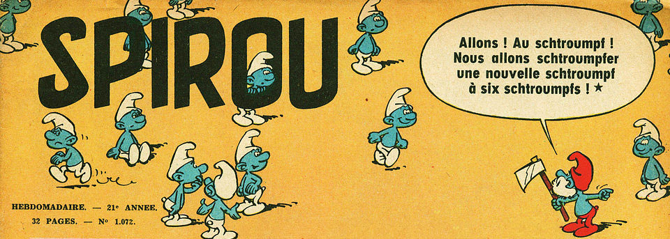 Die Schlümpfe 1958 auf dem Cover von Spirou Nr. 1072