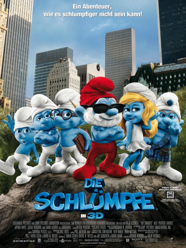 Plakat des ersten Schlümpfe-3-D-Films von 2011