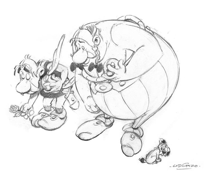 Zeichnung von Albert Uderzo. Asterix® – Obelix® – Idefix ® / © 2020 Les Éditions Albert René / Goscinny – Uderzo