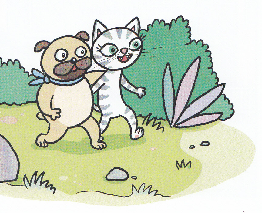Die Helden dieses Comics: Hund Mops und Katze Kätt