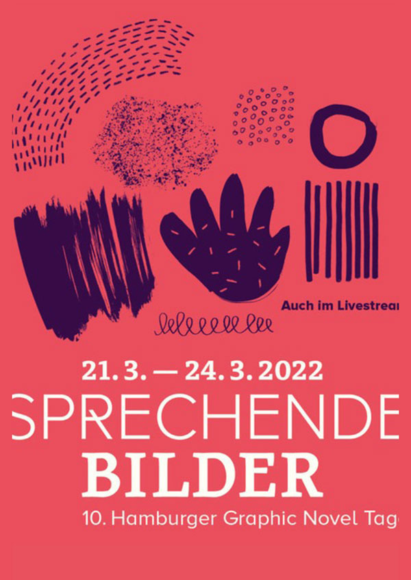 Das Plakat zu den 10. Hamburger Graphic-Novel-Tagen, gestaltet von Kathleen Bernsdorf.