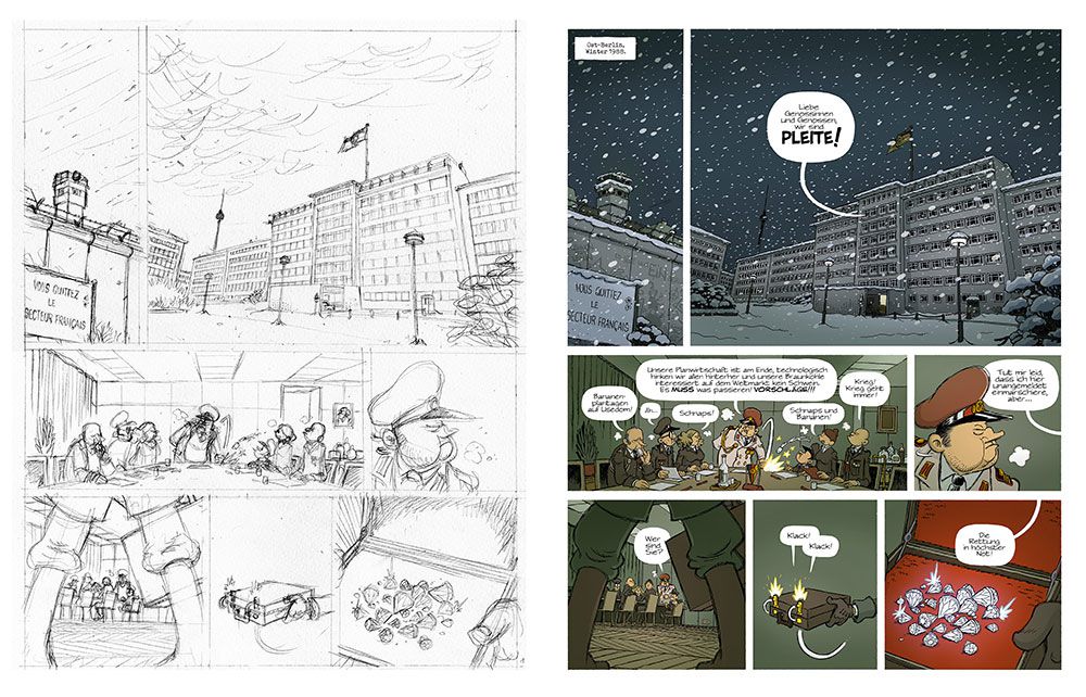 Doppelseite aus der Vorzugsausgabe von Spirou in Berlin