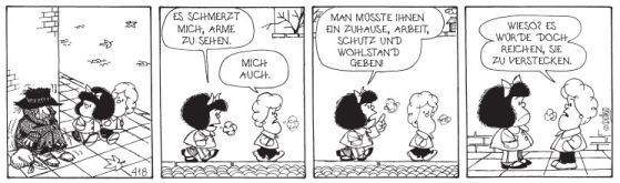 Quino beweist zeitlosen Biss in seinen Pointen: Strip aus Band 5 der Bibliothek der Comic-Klassiker, Quinos Mafalda.